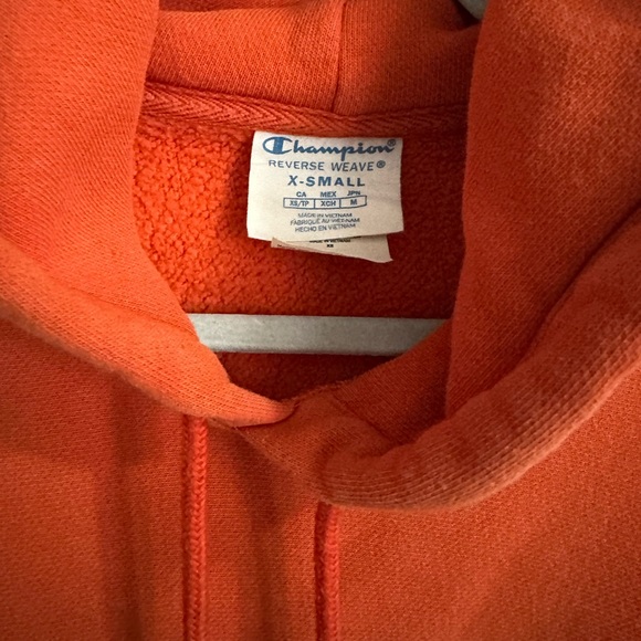 Champion Reverse Weave Hoodie Sweatshirt Orange Womens X-Small Pullover - Picture 3 of 5